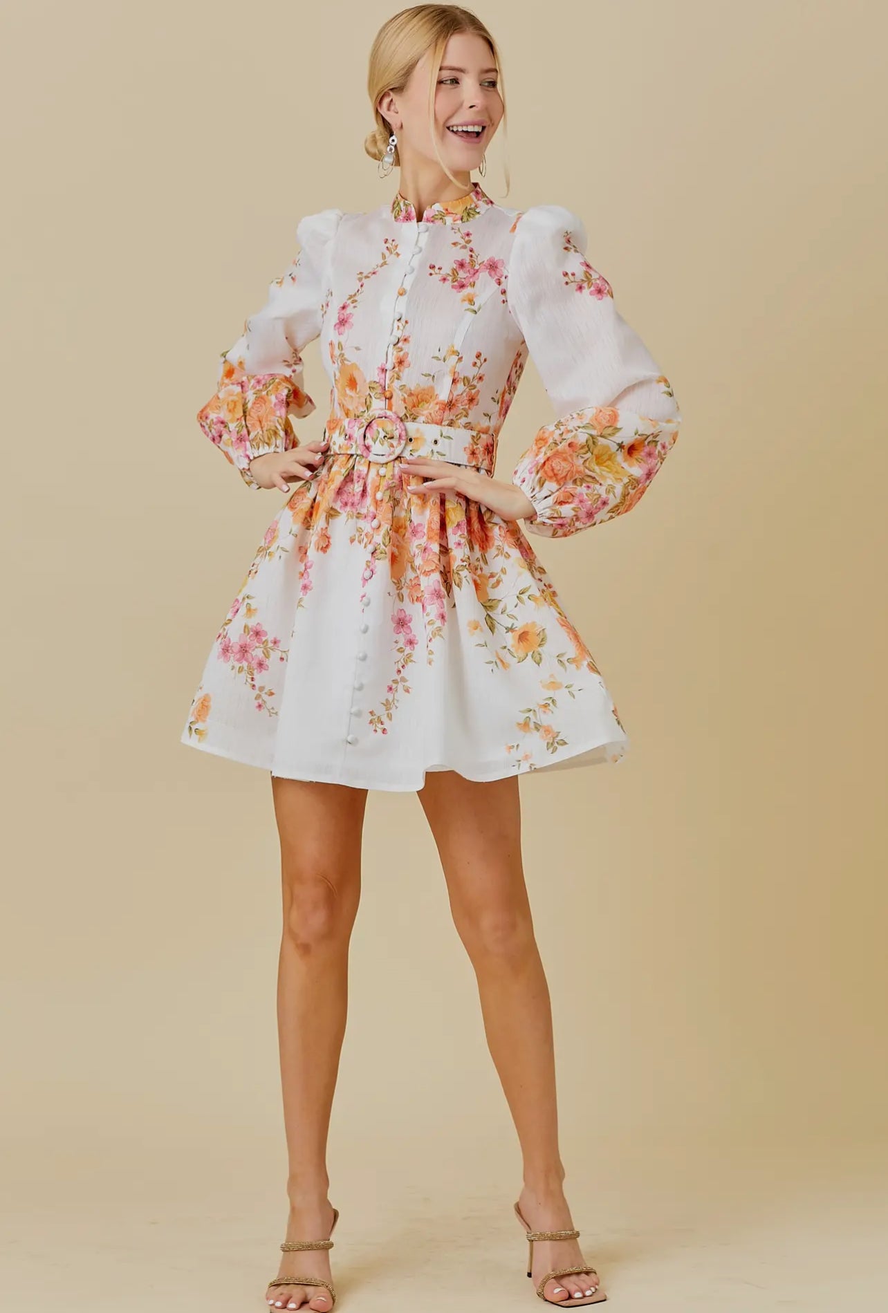 Beckett Belted Mini Dress in Multi Floral