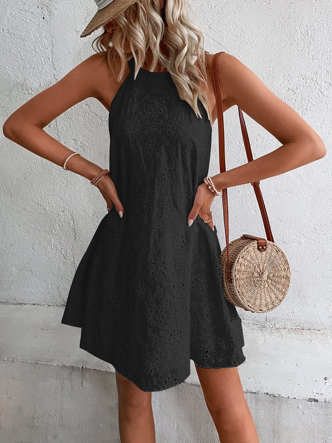 Eyelet Mini Dress