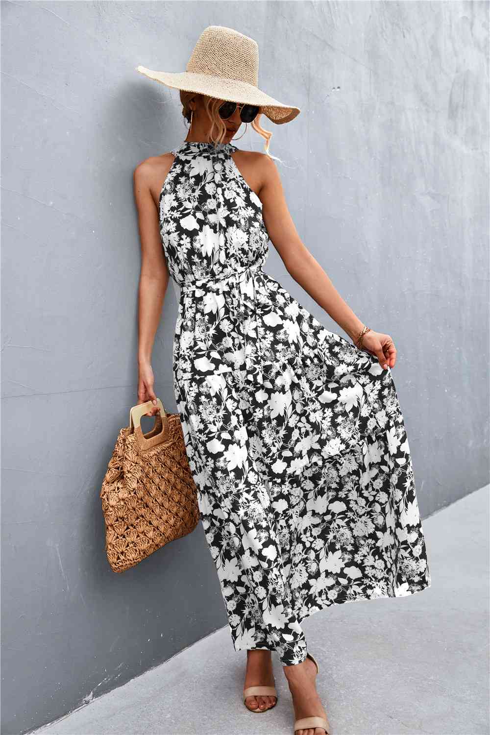 August Tie Waist Maxi Dress