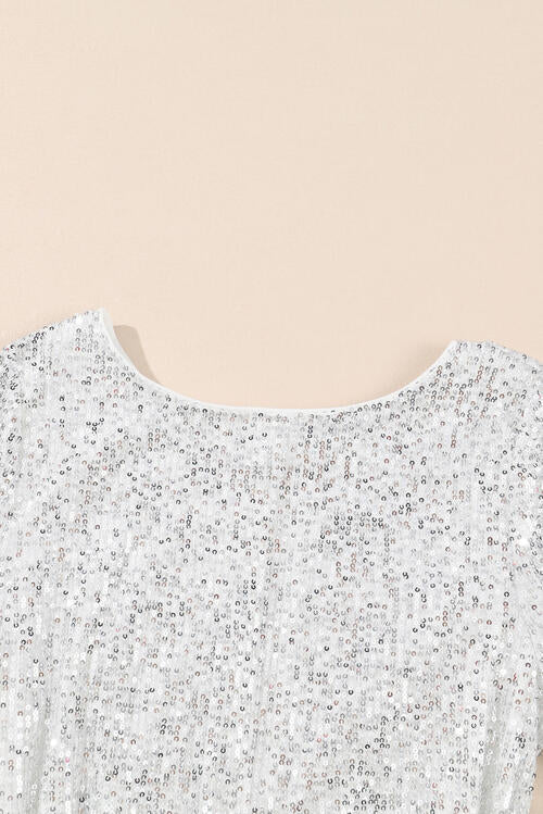 Bey Sequin Tie Front T-Shirt Dress