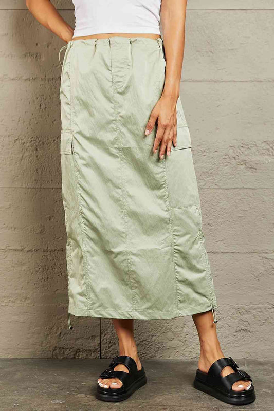 The Morgan McInnes Cargo Midi Skirt in Light Green