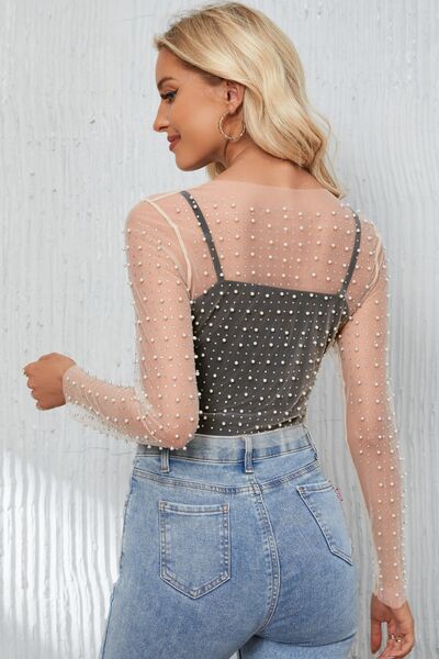 Pearl Long Sleeve Mesh Top