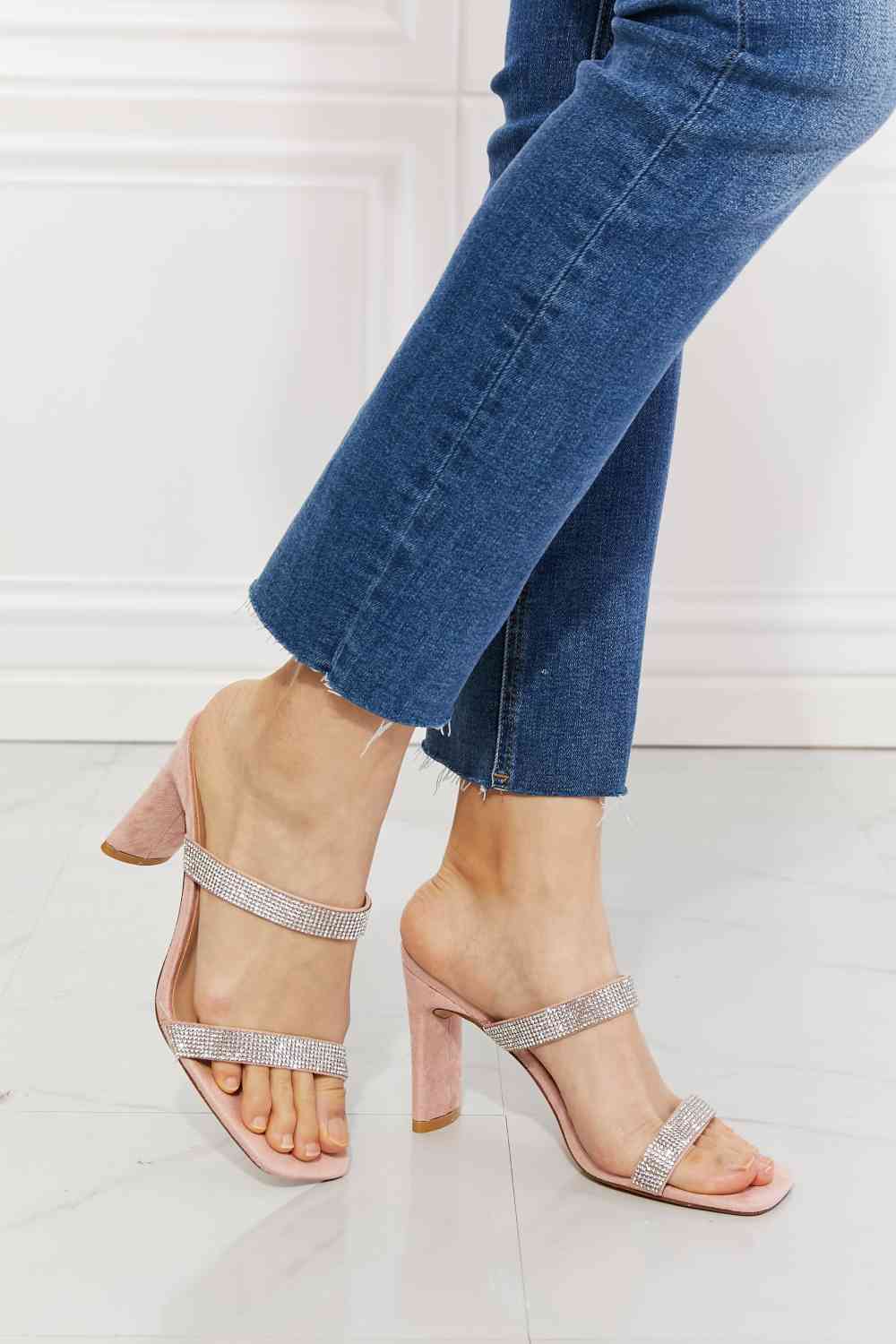 Natalie Block Heel Sandal in Light Pink