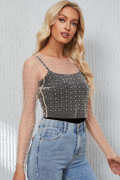 Pearl Long Sleeve Mesh Top