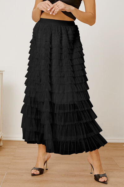 Verona High Waist Tiered Skirt