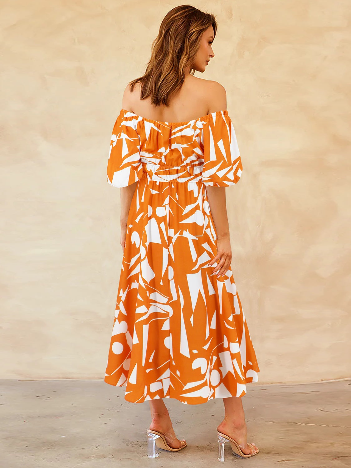 Balloon Sleeve Midi Dress