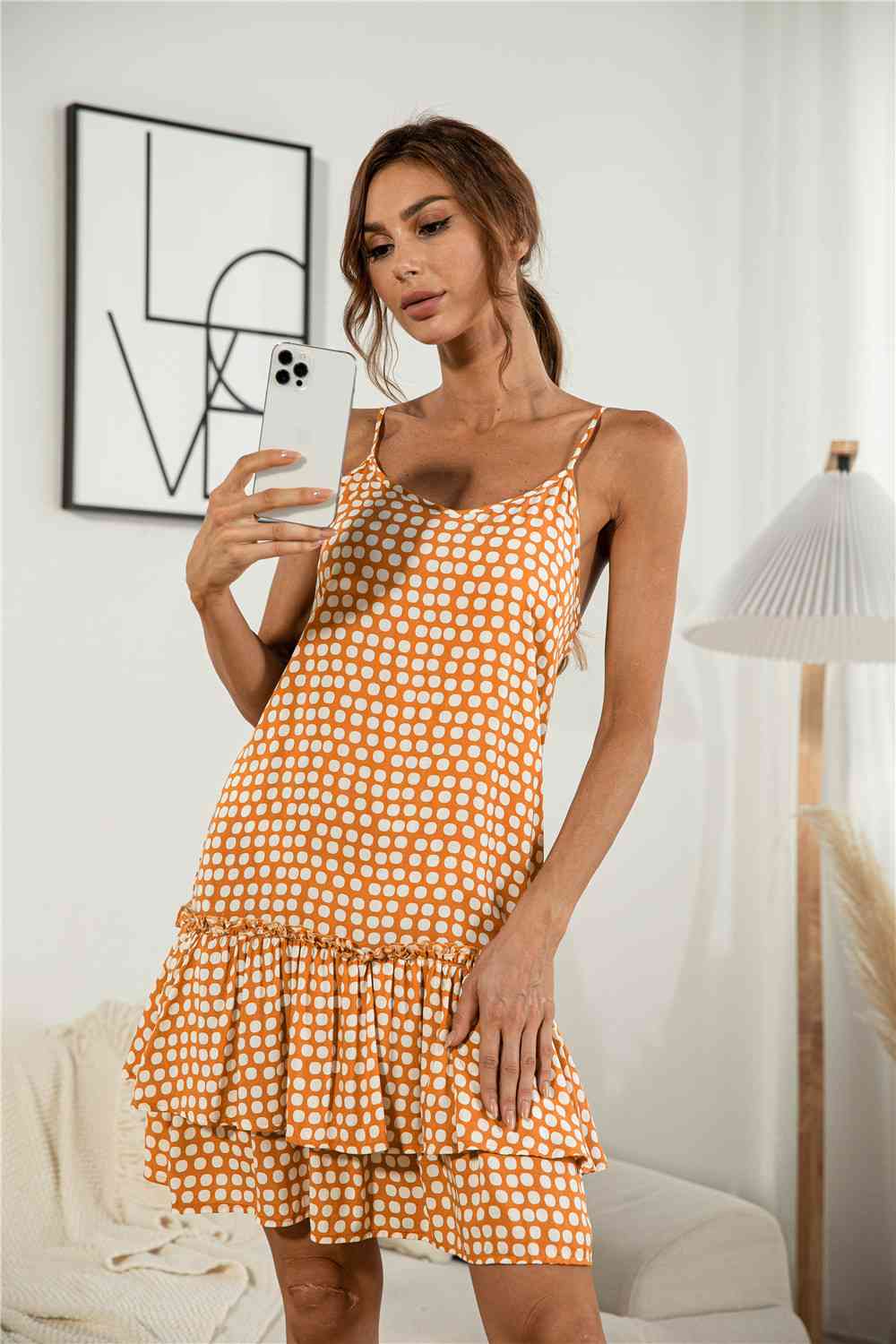 Polka Dot Hammock Ruffle Hem Dress