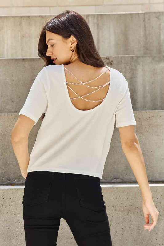 Criss Cross Pearl Detail Top