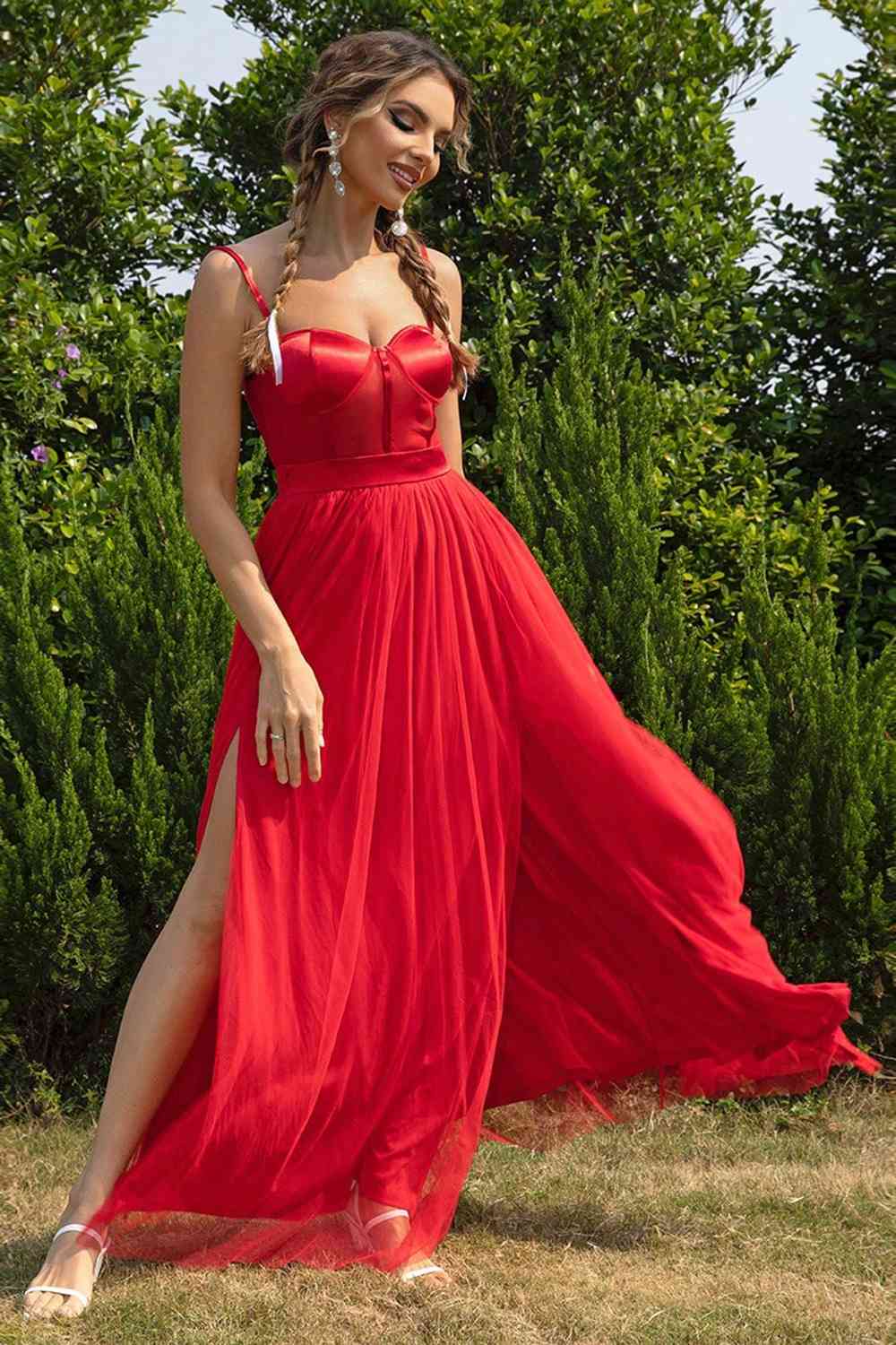 Sweetheart Neck Split Maxi Dres