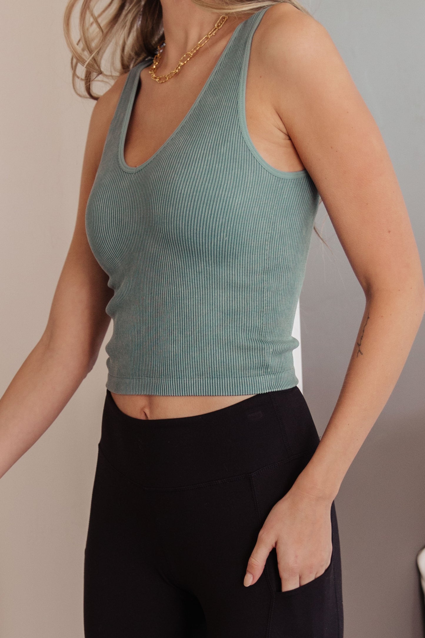 Cara Reversible Tank in Vintage Blue