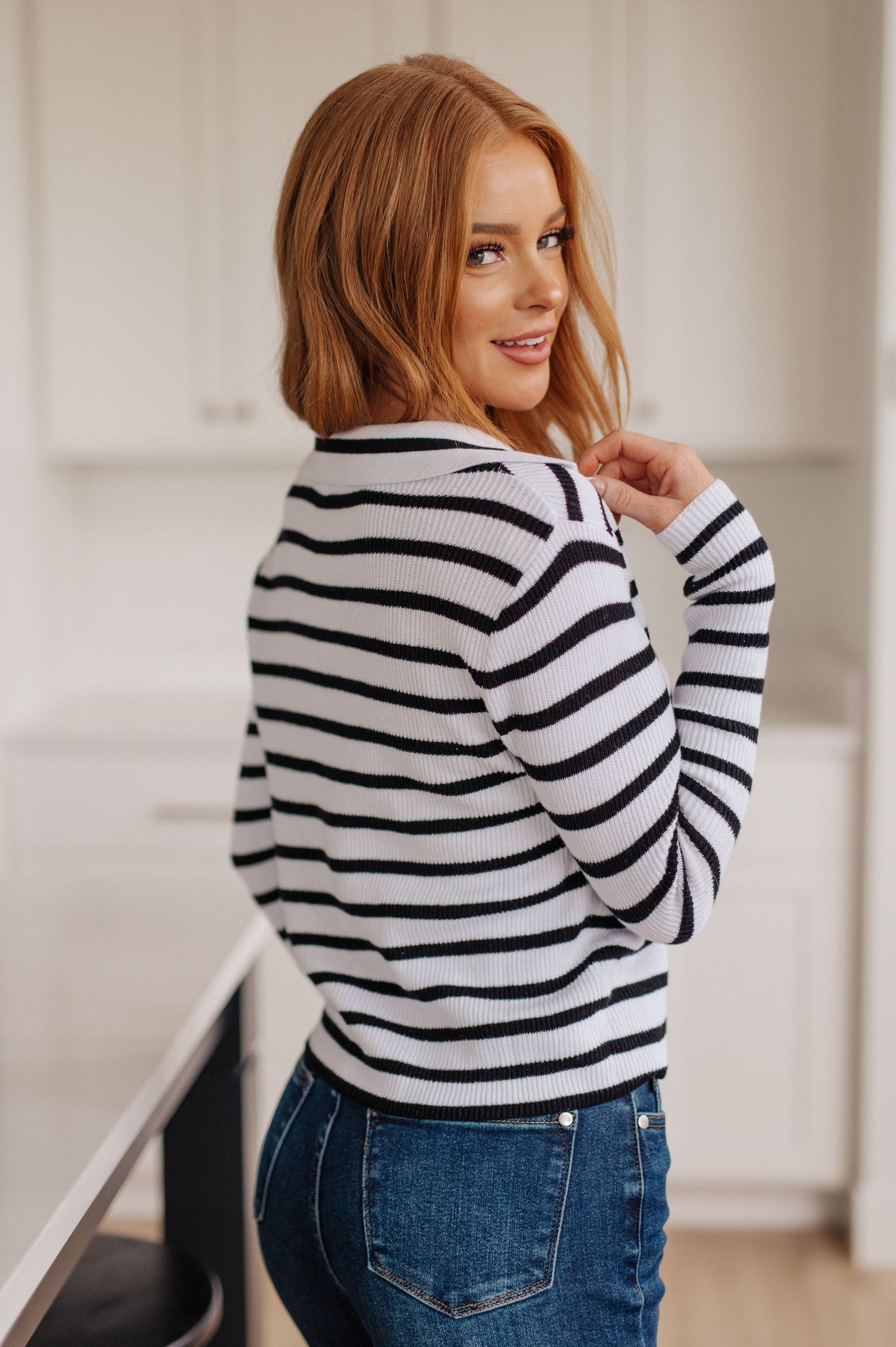 Phillipa V-Neck Striped Sweater