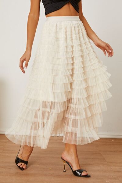 Verona High Waist Tiered Skirt