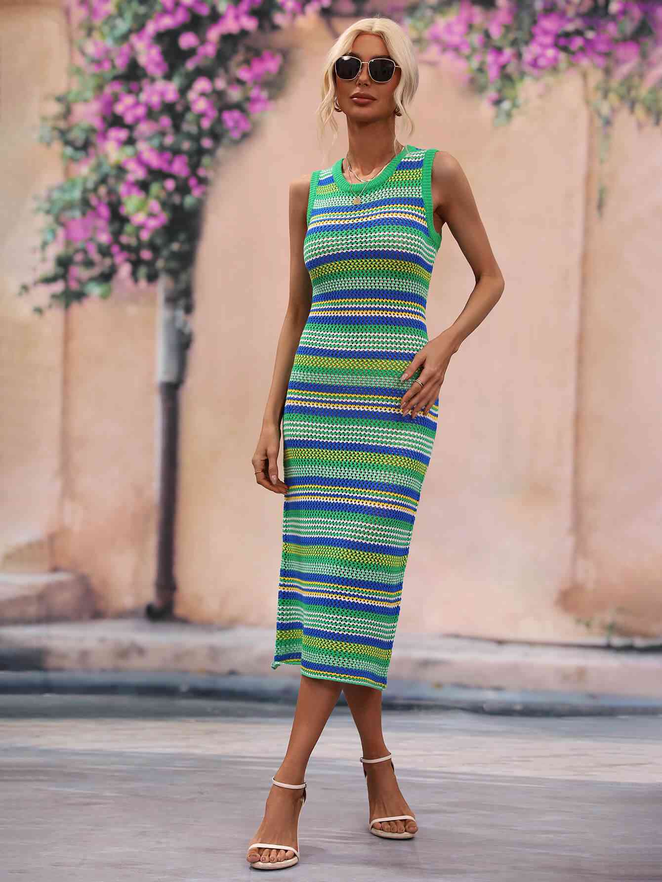 Stripes Midi Cover Up Dress