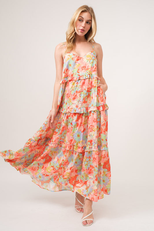 Floral Ruffled Tiered Maxi Dress