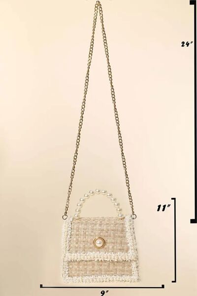 First Love Pearly Trim Woven Handbag