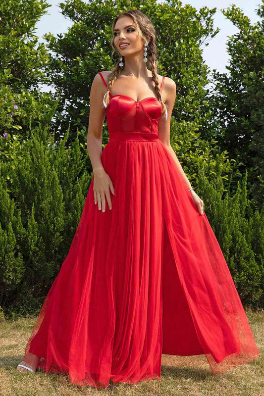 Sweetheart Neck Split Maxi Dres