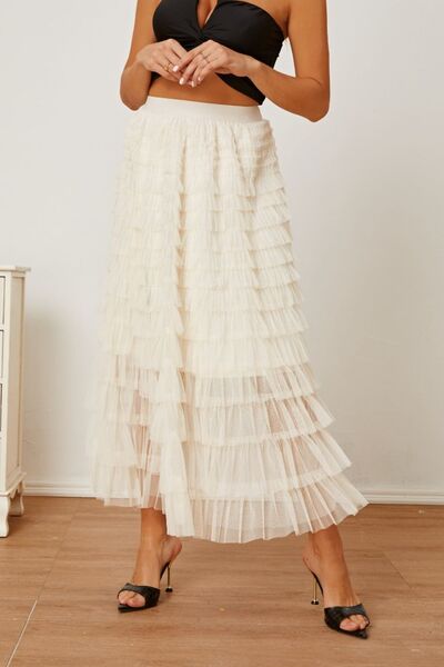 Verona High Waist Tiered Skirt