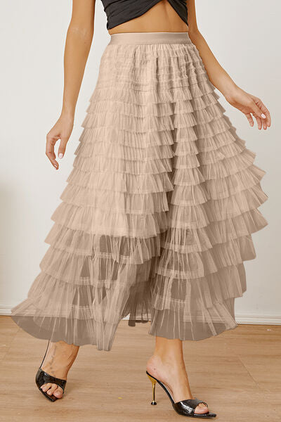 Verona High Waist Tiered Skirt