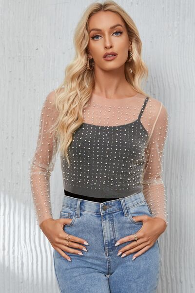 Pearl Long Sleeve Mesh Top