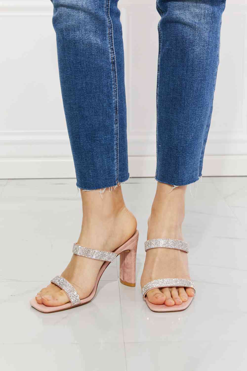 Natalie Block Heel Sandal in Light Pink