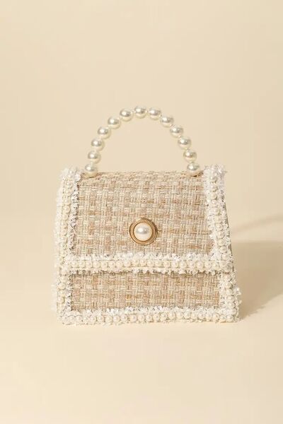 First Love Pearly Trim Woven Handbag