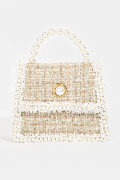 First Love Pearly Trim Woven Handbag